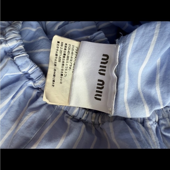 Miu Miu Blue Stipped Off The Shoulder Crop Top Size Small - Picture 5 of 8